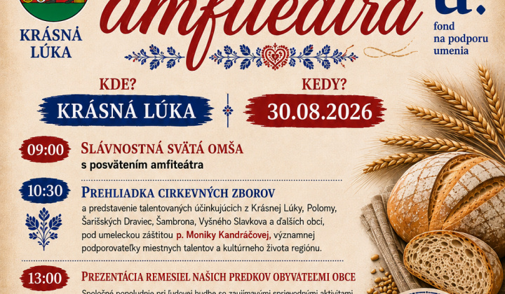 Fotka - Pozvánka-Otvorenie amfiteátra v Krásnej Lúke, 30. 8. 2026